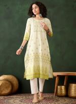 Rayon Light Green Office Wear Embroidery Work Readymade Kurti